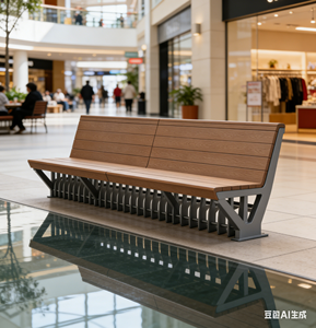 Banc long moderne d'extérieur en WPC Y01 avec structure métallique, personnalisable, durable, pour terrasses et parcs, idéal pour centres commerciaux et jardins communautaires - Product Image 2