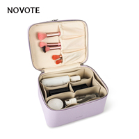 Sac à cosmétiques en cuir NOVOTE au prix d'usine pour femmes, sac de voyage portable à double compartiment, accessoires de voyage personnalisables, sacs à maquillage