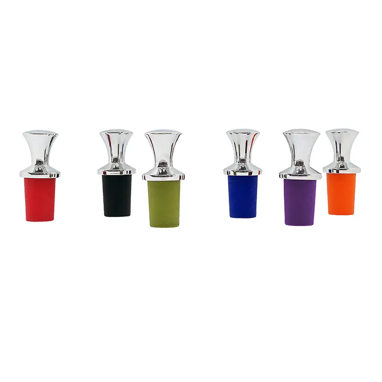 Good Quality Whiskey Champagne Wine Bottle Stoppers Zinc Alloy Silicone Colorful Wine Stopper