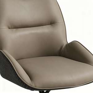 Two-Tone Leather Fabric Swivel <b>Dining</b> <b>Chair</b>, 360 Degree Rotatable Accent <b>Chair</b> with Black Star Metal Legs for Modern Home <b>Dining</b> - Product Image 3