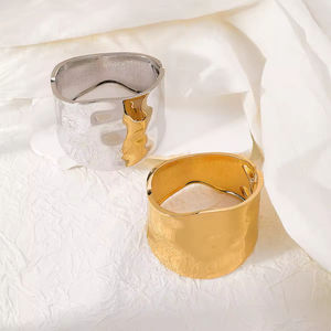 Nouvel arrivage de bijoux de mode Bracelet à motif de vagues géométriques lisses Bracelet rétro à bord large Bracelet <span class=keywords><strong>manchette</strong></span> ouvert pour femmes - Product Image 4