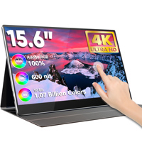 Moniteur portable SIBOLAN 15,6 pouces 4K avec écran tactile, haut-parleurs intégrés, USB Type-C, nouveau support pour ordinateur portable, compatible OEM PS5