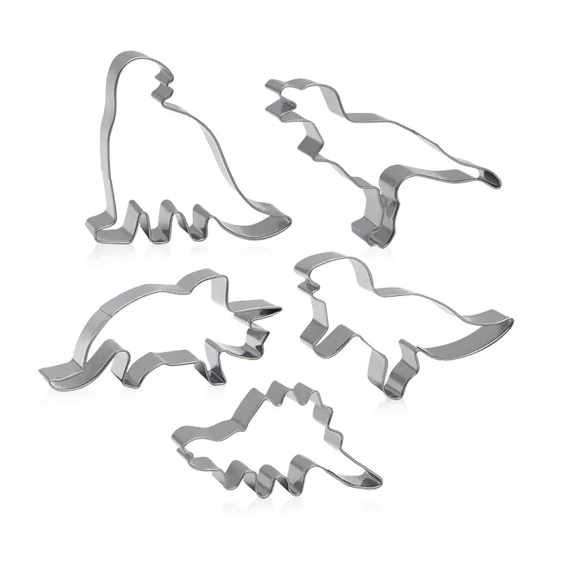 Dinosaur Shaped Cookie Cutters Set Stainless Steel Baking Biscuit Mold Cutters For Kitchen Baking