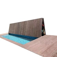 Water Crown Hochwertige Automatische Faltbare Abdeckung & Pumpen (1,5-3 PS) - Holz & Edelstahl für Außen-Schwimmbäder