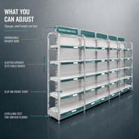 Système d'étagères modulaires en métal pour pharmacie, étagères extensibles et réglables avec porte-panneaux pour magasin de médicaments
