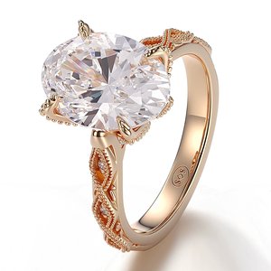 Bague de fiançailles vintage en or rose 10 carats avec diamant de laboratoire taille ovale 2,0 carats pour femme Xinfly, bijou de mode, alliance de mariage, design personnalisé - Product Image 4