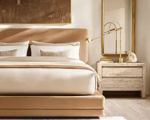 Luxury Latest Designs Ultimate Comfort Indoor Bedroom Furniture Solid Oak Wooden King Size Bed Sets
