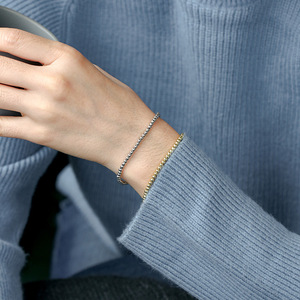 Elegant Vintage Fashion Jewelry Brass <b>Ball</b> Shape Mini Beaded Chain <b>Bracelet</b> with Gold Plated Rhodium Plated for Unisex Gift - Product Image 4