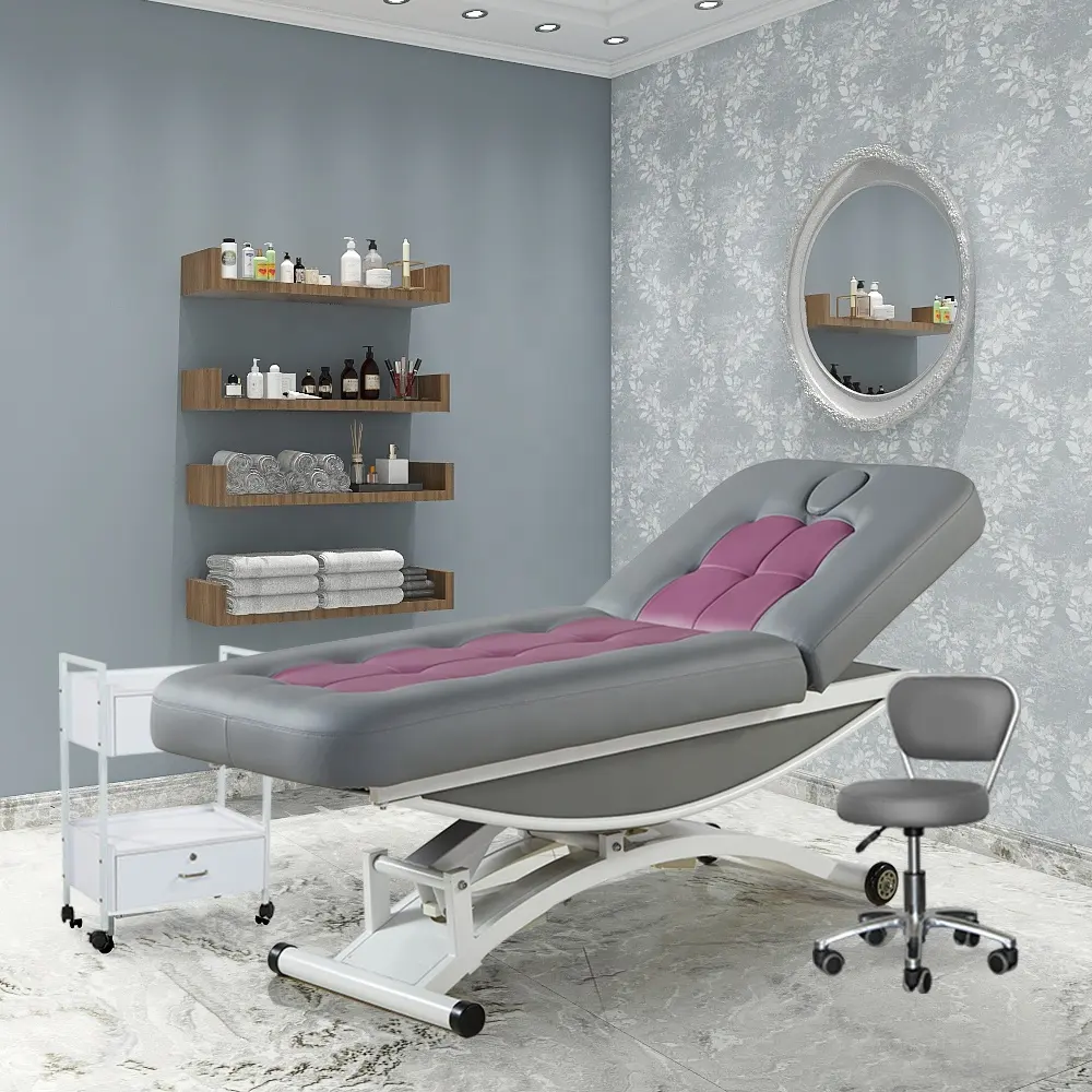 Kangmei ucuz fiyat 2 CE elektrik motorları hareketli güzellik Spa Salon kozmetik masaj yatağı kirpik yüz masa