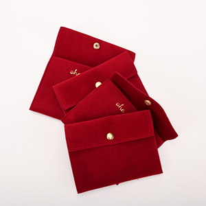 Sac à bijoux en velours rouge Glampkg avec fermeture à pression métallique, sac à bijoux anti-poussière pour collier, boucles d'oreilles, rangement, logo personnalisable - Product Image 4