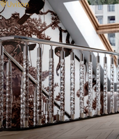 Décoration en cristal Escalier d'intérieur résidentiel Villa Garde-corps Escalier Couleur personnalisée Rampe en forme de L Pilier Hall