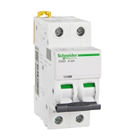 Disjoncteur miniature A9F17232 Acti9 Type B, 2 pôles, capacité de coupure 6 kA, 32 A, 400 V AC, série iC65N