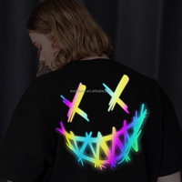 T-shirt unisexe en coton 100% tricoté, luminescent, imprimé en 3D, respirant, taille plus, pour homme, OEM