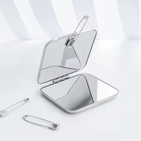 Miroir compact portable en acier inoxydable double face style INS, petit miroir de maquillage réversible, en promotion