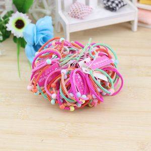 Lindo lazo para el cabello para niños, decorado con perlas de colores mezclados, alta elasticidad, uso diario, tocado - Product Image 2