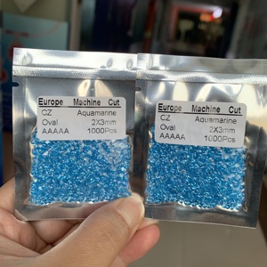 Wuzhou-Corte ovalado resistente al calor de alta calidad, 2x3mm, 3x5mm, aguamarina, Topacio Azul, Circonia cúbica, piedra suelta, ajuste de cera - Product Image 4