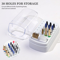Porte-clou de foret à 30 trous Support de foret à ongles coloré Boîtier vide avec brosse de nettoyage Boîte plus grande pour le stockage des forets