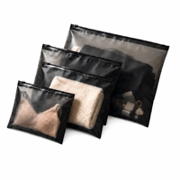 Sacs à fermeture éclair givrés gris foncé, sacs à fermeture éclair personnalisés avec logo imprimé, pochettes en plastique à fermeture coulissante pour l'emballage de vêtements