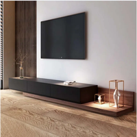 Vente en gros de meuble TV mobile moderne en bois de style nordique Meuble TV flottant avec 3 grands tiroirs pour meubles de maison de luxe