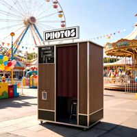 Photomaton en bois rétro, kiosque en bois avec écran tactile, appareil d'impression, dimensions personnalisées, ensemble complet, exportation, photomaton en bois rétro