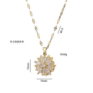 Collar De Acero Inoxidable Cubic Zirconia Charm Jewelry Woman Stainless Steel Rotatable Sunflower <b>Necklace</b> Earring <b>Ring</b> Bracelet - Product Image 5