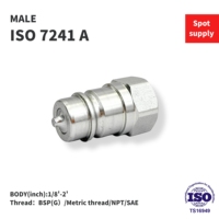 En stock, coupleur rapide mâle ISO 7241-1 A/B, 1/8 à 2 pouces NPT BSP SAE métrique RC, acier inoxydable 316 304