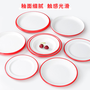 Assiettes en mélamine bicolores, assiettes rondes en plastique, durables, compatibles micro-ondes, pour hôtel, restaurant, fête - Product Image 3