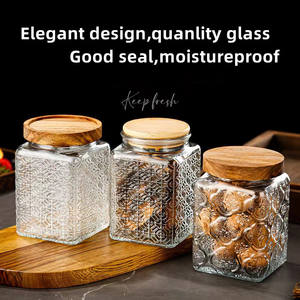 Frascos de vidrio decorativos vacíos con tapa de bambú, para almacenamiento de miel, azúcar, nueces, chocolate, 750ml - Product Image 2