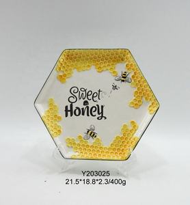 Placa de cerámica irregular de <span class=keywords><strong>8</strong></span> pulgadas, decoración de abeja de miel - Product Image 1
