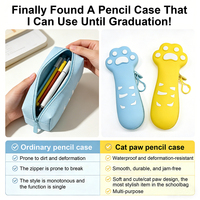 Étui en silicone moderne en forme de patte de chat, étanche, résistant à la déformation, portable, multi-usages, pochette de rangement pour fournitures scolaires pour enfants