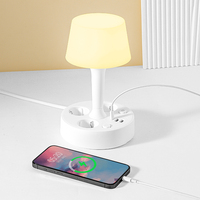 Lámpara de Mesa Cuadrada Retro SUZHERM, Enchufe Estándar Europeo, 3 Ranuras, 2 Puertos USB, 1 Puerto Tipo-C, Cable de 2 m, Carcasa Resistente al Fuego