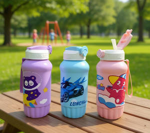 Borraccia per bambini da 850 ml con cannuccia, design colorato per bambina e bambino - Product Image 2