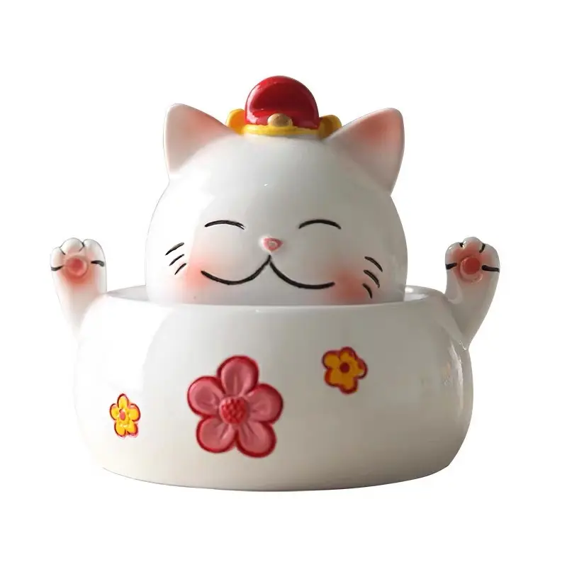 Lovely fortune cat resin car decoration car bouncing bobblehead doll Resin crafts