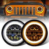 MOXI IOL phare LED multiple 7 pouces rond feux de croisement avec Angle yeux DRL tourner Singal pour moto jeep wrangler