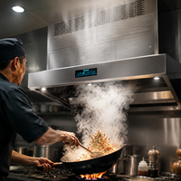 Hotte aspirante commerciale sans conduit en acier inoxydable avec filtre ESP pour cuisines de restaurant à forte aspiration de fumée et induction