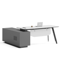 JUOU 2019 derniers meubles de bureau modernes MDF PDG directeur exécutif bleu bureau d'ordinateur en forme de L bureau à panneaux modulaires en bois
