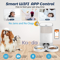 Distributeur automatique intelligent et écologique de nourriture pour chats et petits animaux de 4 L, 2 fenêtres de repas, étanche, WiFi, bols anti-vomissement - Source de charge