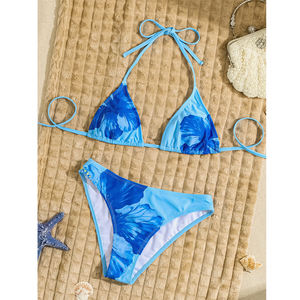 Custom Sexy Leopard Brasileiro Impresso Triângulo Halter Bikini Swimwear Dois Trajes De Banho Para As Mulheres - Product Image 4