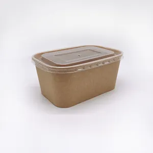 MEMEDA 이동 재활용 가능한 직사각형 크래프트 종이 식품 용기 김서림 방지 뚜껑이있는 테이크 아웃을위한 저녁 도시락 상자