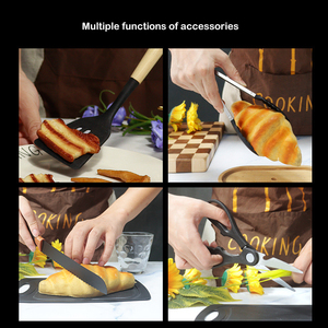 Ensemble de couteaux de cuisine en silicone 19 pièces OEM/ODM avec manche en bois, planche à découper et bac de rangement spécial incluant spatules et ustensiles - Product Image 5