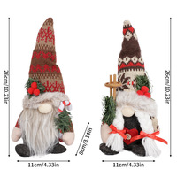 Poupée en peluche Rudolph personnalisée faite à la main avec chapeau tricoté gnome décorations de Noël transfrontalières ornement de 30 cm avec branches de pin