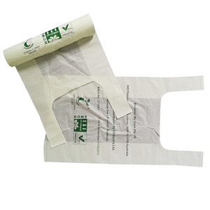 100% Compostable Recyclable custom printed Thank you plastic t-shirt bag vest handle shopping bag