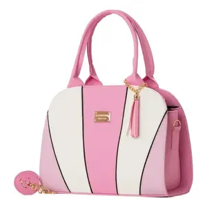 Bolso de Mano para Mujer Fana Bruna M3815, Estilo Vintage con Pétalos Rosados, Dos Asas, Cierre Abierto, Forro de Seda, Diseño de Caramelos - Product Image 3