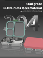 Boîte à bento portable personnalisée avec logo, récipient de préparation des repas, boîte à lunch durable en acier inoxydable pour adultes et enfants