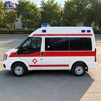 Ambulance professionnelle JMC Fushun Diesel 6-7 passagers, châssis moyen, toit surélevé, véhicule de transport médical