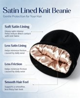Bonnet en tricot épais avec pompon, doublure en satin, chaud pour l'hiver, grande boule de fourrure moelleuse, bonnet tricoté pour femme, usage quotidien en extérieur