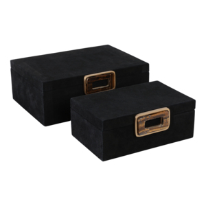 Scatole Decorative per Organizzazione con Coperchio, Set di Contenitori Moderni per Gioielli e Oggetti Preziosi, Finitura in Velluto Nero - Product Image 1