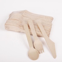 Vente en gros de couverts jetables en bois écologiques Fourchettes/cuillères/couteaux avec emballage indépendant