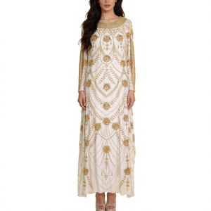 Elegant Embroidered Abaya <b>Dress</b> for Women Loose Fit Maxi <b>Kaftan</b> Round Neck Evening Eid Wedding Wear - Product Image 2