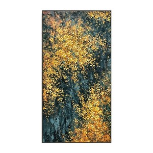 Peinture à l'huile peinte à la main, feuilles dorées, art abstrait brillant, effet visuel 3D moderne, décoration de hall d'entrée, sans cadre - Product Image 5